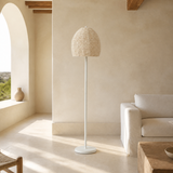 Perline wood bead floor lamp in a premium Mediterranean interior