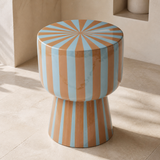 Elevated alternate view of the Pescara striped glossy pedestal side table