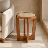 Pietro handmade tile and timber side table in a premium Mediterranean interior