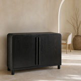 Portland black timber sideboard in a premium Mediterranean lifestyle interior