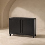 Portland black timber sideboard in Elara beige studio