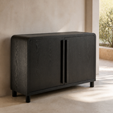 Portland black timber sideboard from an alternate angle