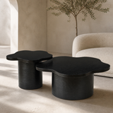 Portland black timber nesting tables in a premium Mediterranean interior