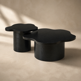 Portland black timber nesting tables in Elara beige studio