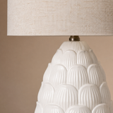 Rankin Poly Lamp sculpted resin and linen finish close-up