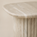 Ravello Beige Marble Side Table stone finish close-up