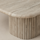 Ravello White Marble Coffee Table stone finish close-up
