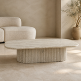 Ravello White Marble Coffee Table in a premium Mediterranean minimalist interior