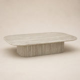 Ravello White Marble Coffee Table in Elara beige studio
