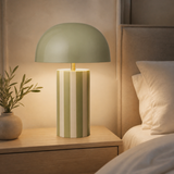 Raya Metal Lamp Charcoal in a warm minimalist bedroom