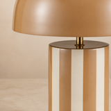 Raya Metal Lamp copper dome and striped base close-up