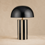 Raya Metal Lamp Navy in the Elara beige studio