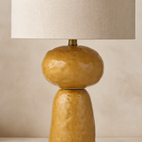 Remy Ceramic Lamp Large — real ceramic and linen detail
