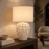 Rickett Ceramic Table Lamp Cream — warm evening lifestyle