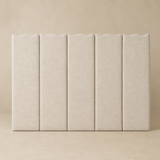 Riviera King Upholstered Bedhead — Elara beige studio