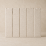 Riviera Queen upholstered bedhead in Elara beige studio