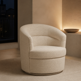 Riviera swivel accent chair in a warm evening interior