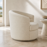Rear three-quarter view of Riviera swivel accent chair