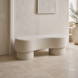 Alternate angle of Riviera ivory upholstered bench