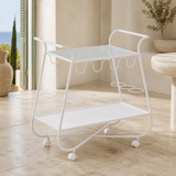 Riviera White Metal Bar Trolley in a premium Mediterranean interior
