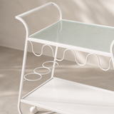 Riviera White Metal Bar Trolley construction close-up