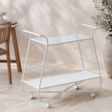Riviera White Metal Bar Trolley alternate angle