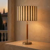 Rochford Metal Table Lamp Natural in an evening Mediterranean interior