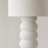 Siena Resin Table Lamp Wht resin and fabric detail