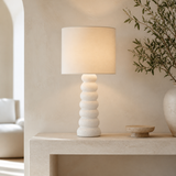 Siena Resin Table Lamp Wht in a premium Mediterranean living room