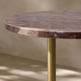 Siena Warm Stone Side Table stone and brass detail