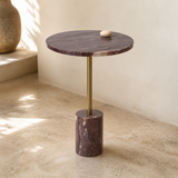 Siena Warm Stone Side Table in a premium Mediterranean interior