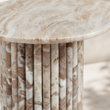 Silvano White Marble Side Table marble and fluting detail