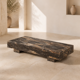 Solari marble coffee table from an elevated alternate angle