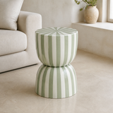 Tamaro striped glazed side table — premium Mediterranean lifestyle