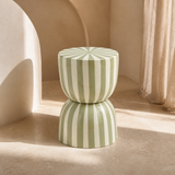 Tamaro striped glazed side table — alternate architectural angle