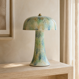 Tate patinated mushroom lamp — premium Mediterranean lifestyle