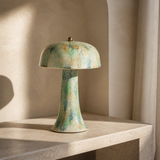 Tate patinated mushroom lamp — alternate architectural angle