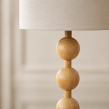 Taylor Wood Look Floor Lamp Natural — wood and fabric detail