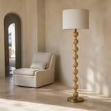 Taylor Wood Look Floor Lamp Natural — Mediterranean reading nook