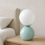 Terra Metal Lamp Pale Blue — minimalist bedroom angle