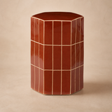 Terracotta Artisan Ceramic Tile Stool — Elara beige studio