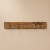 Tessa wooden five-peg wall rail — Elara beige studio