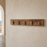 Tessa wooden five-peg wall rail — left angle