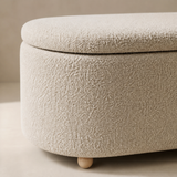 The Althea Verve Bench boucle and cushion detail