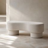 Low-angle lifestyle view of The Elara Padded Bench