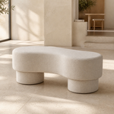 The Elara Padded Bench in a premium Mediterranean interior
