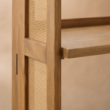 Close-up of Trieste timber joinery and woven cane