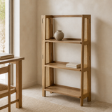 Trieste timber and cane shelf in a premium Mediterranean study