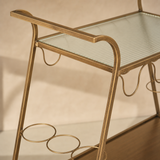 Grazia Gold Bar Trolley antiqued gold finish and fluted glass detail