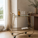 Grazia Gold Bar Trolley in a refined European apartment